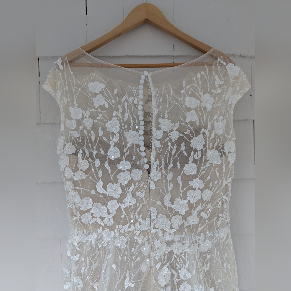 New! Darryl Jagga Hannah A-Line Floral Applique Wedding Dress Embellished Belt - Picture 10 of 16